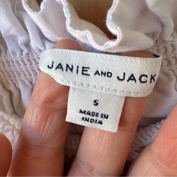 Janie and Jack White Clip Dot Sundress Tank cotton Ruffle Dress - Picture 8 of 11